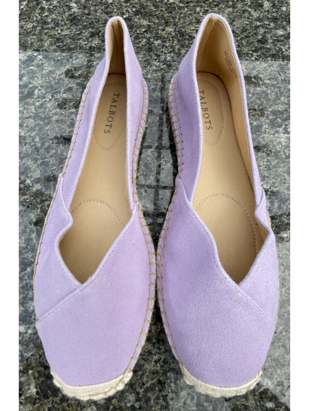 Talbots Womens Lavender Purple Suede Leather Espadrille Flats Shoes Size 10 NWOB